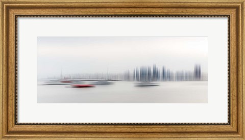 Framed Boats in the Harbour Print