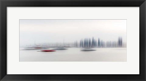 Framed Boats in the Harbour Print