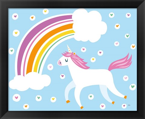 Framed Happy Unicorn Print