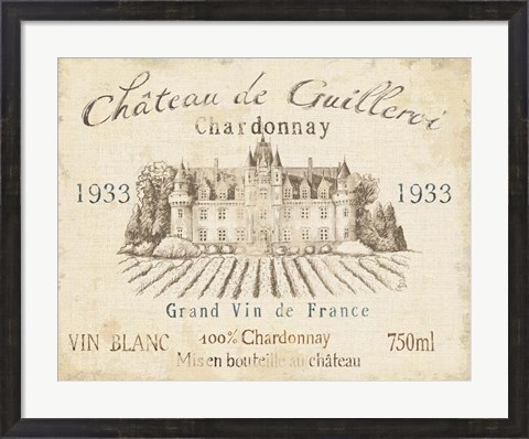 Framed French Wine Label IV Cream Print