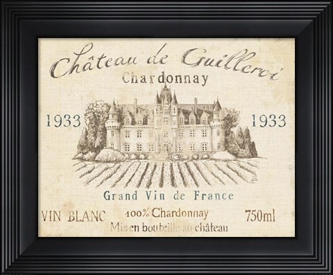 Framed French Wine Label IV Cream Print
