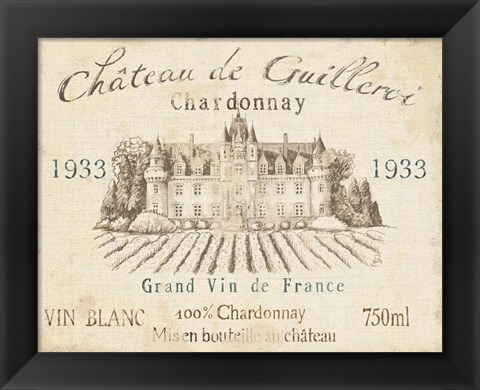 Framed French Wine Label IV Cream Print