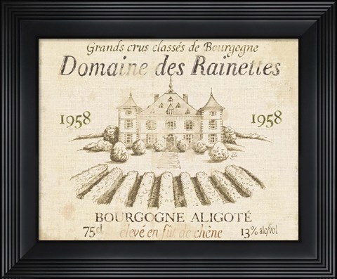 Framed French Wine Label III Cream Print