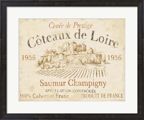 Framed French Wine Label II Cream Print