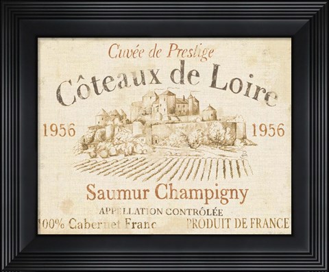 Framed French Wine Label II Cream Print