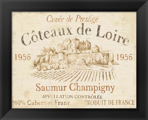 Framed French Wine Label II Cream Print