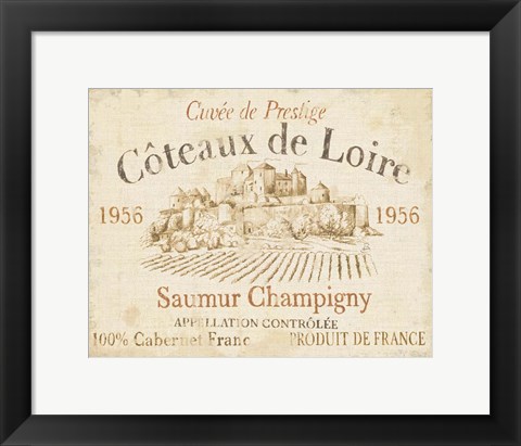 Framed French Wine Label II Cream Print