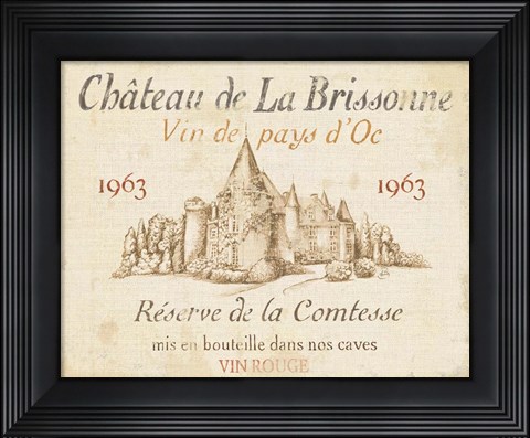 Framed French Wine Label I Cream Print