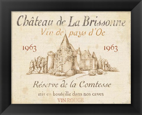 Framed French Wine Label I Cream Print