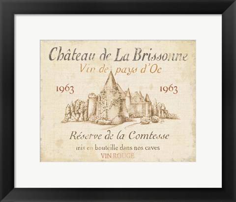 Framed French Wine Label I Cream Print