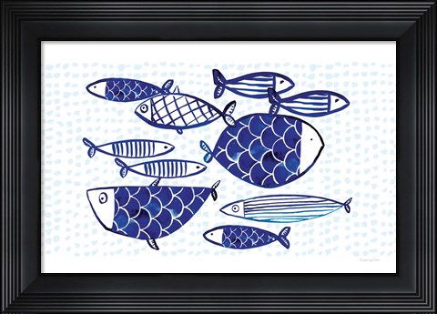 Framed Blue Fish IV Print