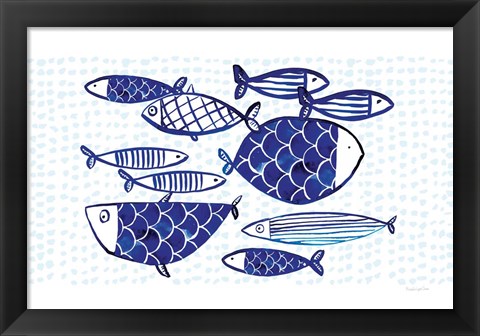 Framed Blue Fish IV Print