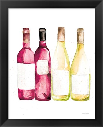 Framed Pop the Cork III Red and White Wine Print