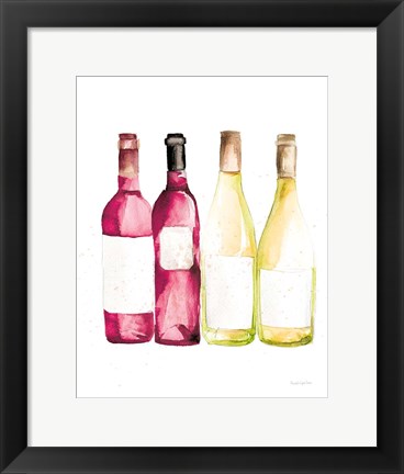 Framed Pop the Cork III Red and White Wine Print