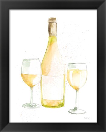 Framed Pop the Cork II White Wine Print