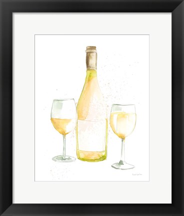 Framed Pop the Cork II White Wine Print