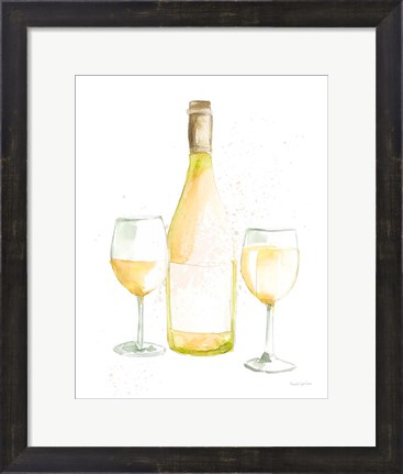 Framed Pop the Cork II White Wine Print