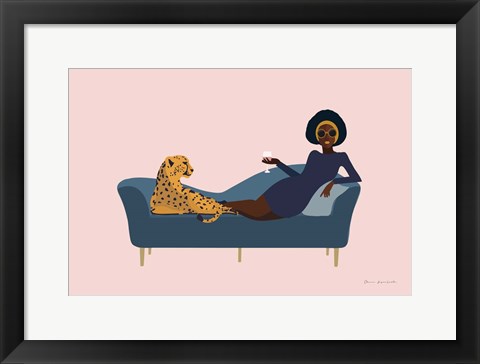 Framed Wild Lounge I Rose Pink Print