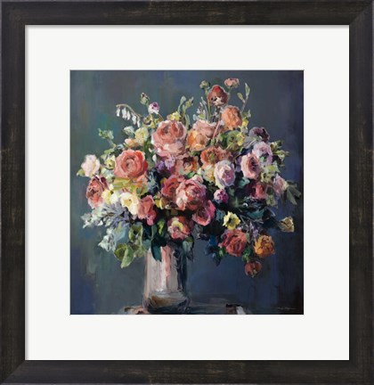 Framed Abundant Bouquet Dark Print