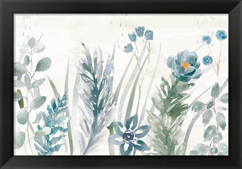 Framed Boho Garden I No Butterflies Blue Print