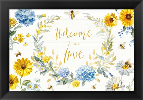 Framed Bees and Blooms Flowers I Print