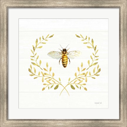Framed Bees and Blooms Bee Laurel Print