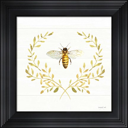 Framed Bees and Blooms Bee Laurel Print
