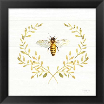 Framed Bees and Blooms Bee Laurel Print