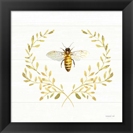 Framed Bees and Blooms Bee Laurel Print