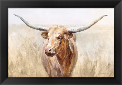 Framed Big Sky Longhorn Neutral Print