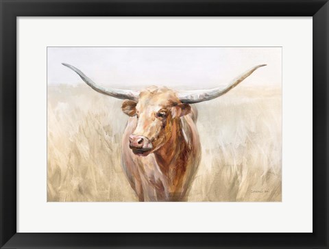 Framed Big Sky Longhorn Neutral Print