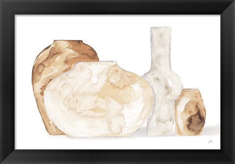 Framed Neutral Vases I Shadow Print