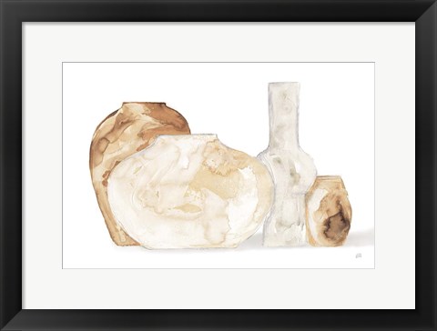 Framed Neutral Vases I Shadow Print