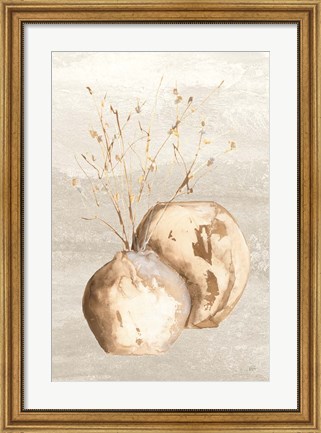 Framed Neutral Vase Branch Print