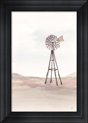 Framed Windmill Landscape IV Print