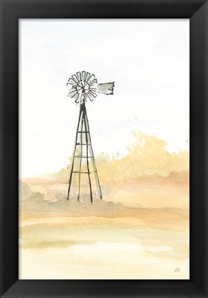 Framed Windmill Landscape III Print