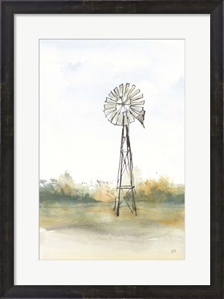 Framed Windmill Landscape II Print