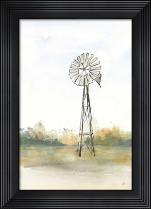 Framed Windmill Landscape II Print