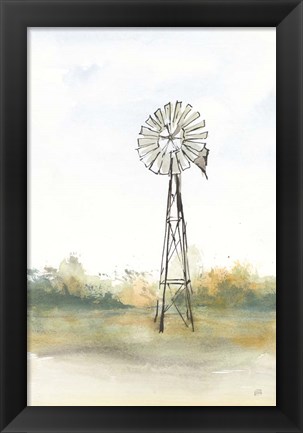 Framed Windmill Landscape II Print