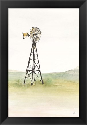 Framed Windmill Landscape I Print