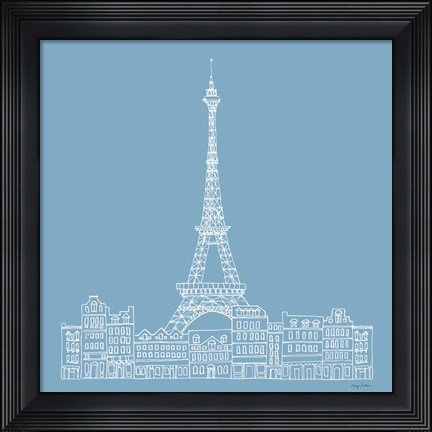 Framed French Script III Blue Print