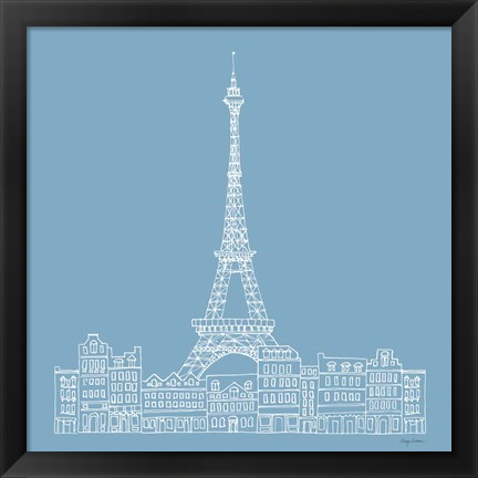Framed French Script III Blue Print