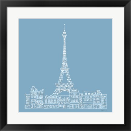 Framed French Script III Blue Print