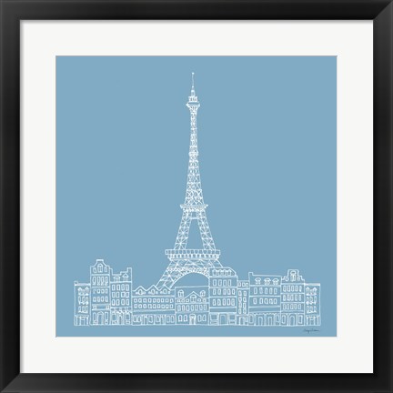 Framed French Script III Blue Print