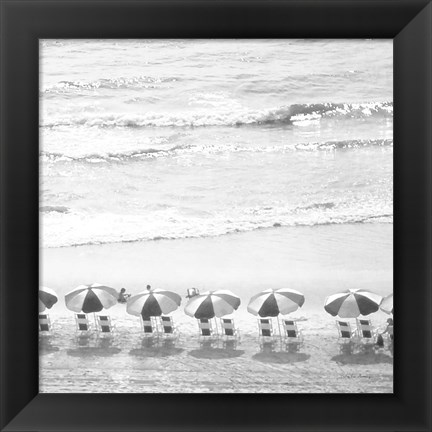 Framed Day At The Beach BW Crop Print