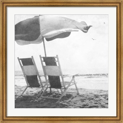 Framed Sea For Two BW Crop Print
