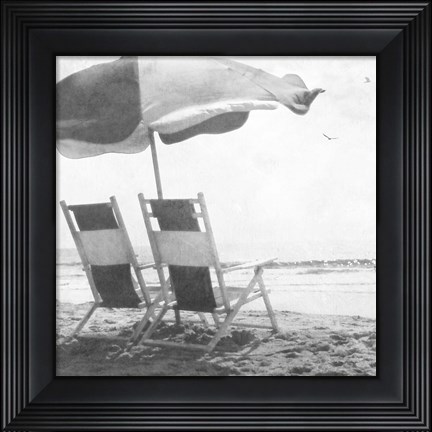 Framed Sea For Two BW Crop Print