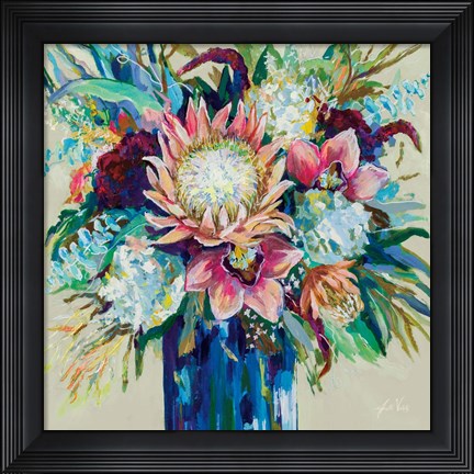 Framed Marias Bouquet on Warm Gray Print