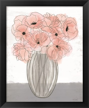 Framed Poppies in Vase Print