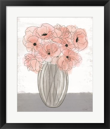 Framed Poppies in Vase Print